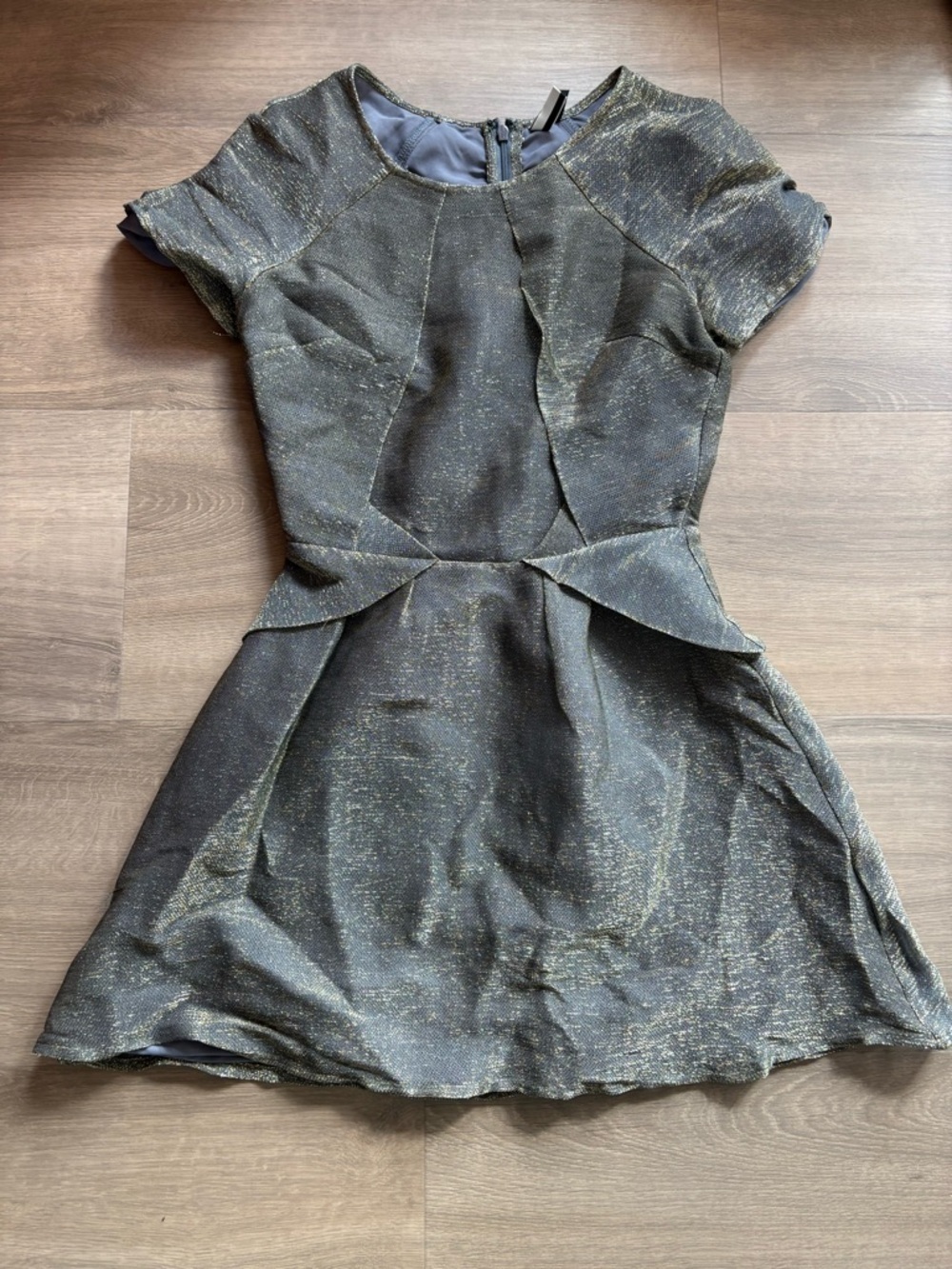 Topshop Architectural Metallic Cocktail Mini Dress- size 4